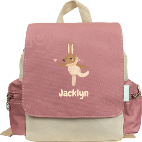 Rugzak Adventure met naam en dansend konijn