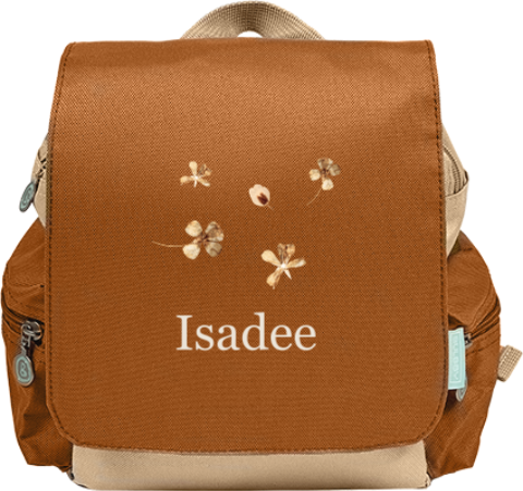 Rugzak Adventure met naam en droogbloemetjes