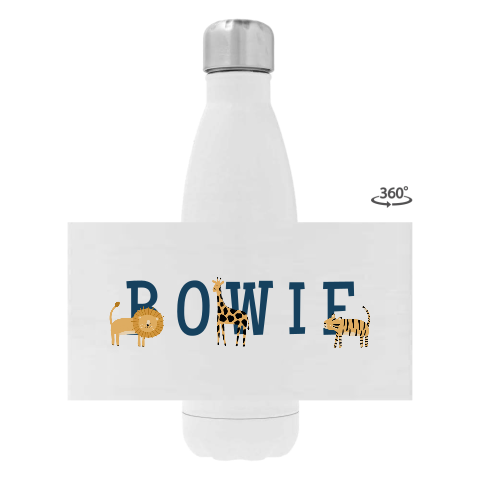 RVS drinkfles met naam en jungledieren