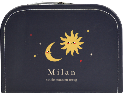 Speels kinderkoffertje met zon en maan motief