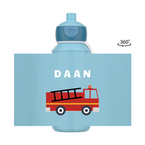 Mepal pop-up drinkfles met naam en brandweerauto