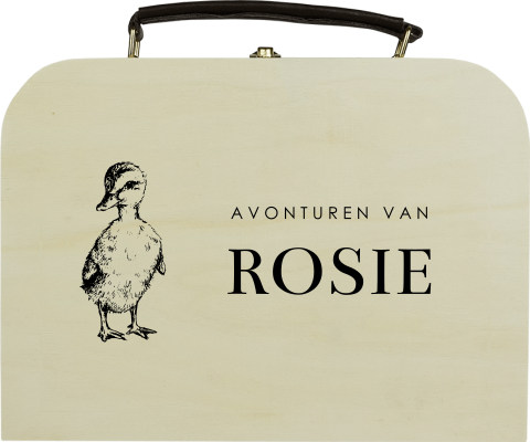 Houten koffertje met schattig eendje