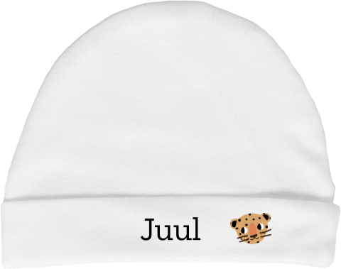 Baby mutsje met naam en cheetah