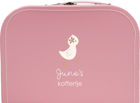 Kinderkoffertje met naam en schattig eendje