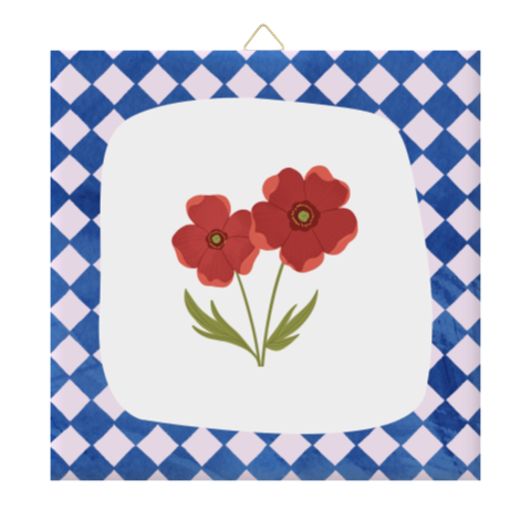 Origineel en kleurrijk tegeltje met klaproos