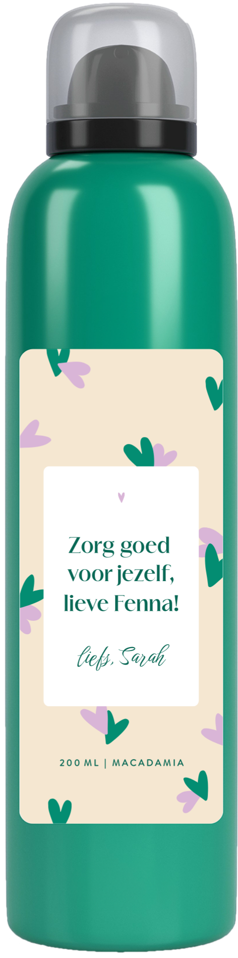 Kraamcadeau doucheschuim met tekst en hartjes