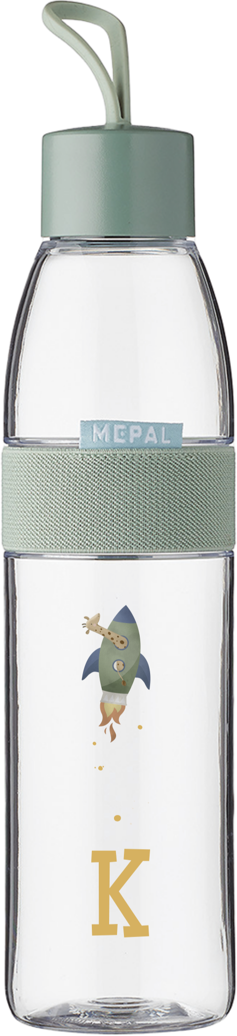 Mepal waterfles Ellipse met initiaal en giraf in raket