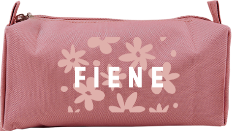 Etui met naam en bloemenpatroon