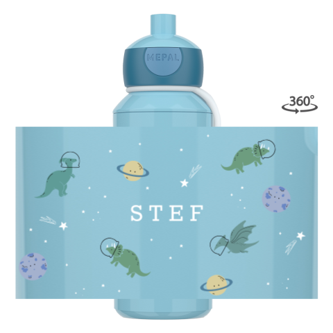 Mepal pop-up drinkfles met naam, dino's en planeten