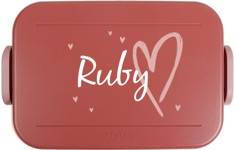 Mepal lunchbox TO GO met naam en hartjes