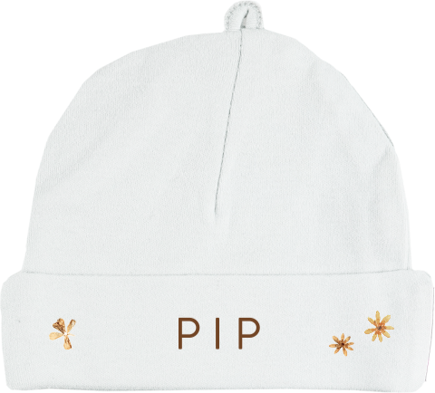 Babymutsje met gele droogbloemen