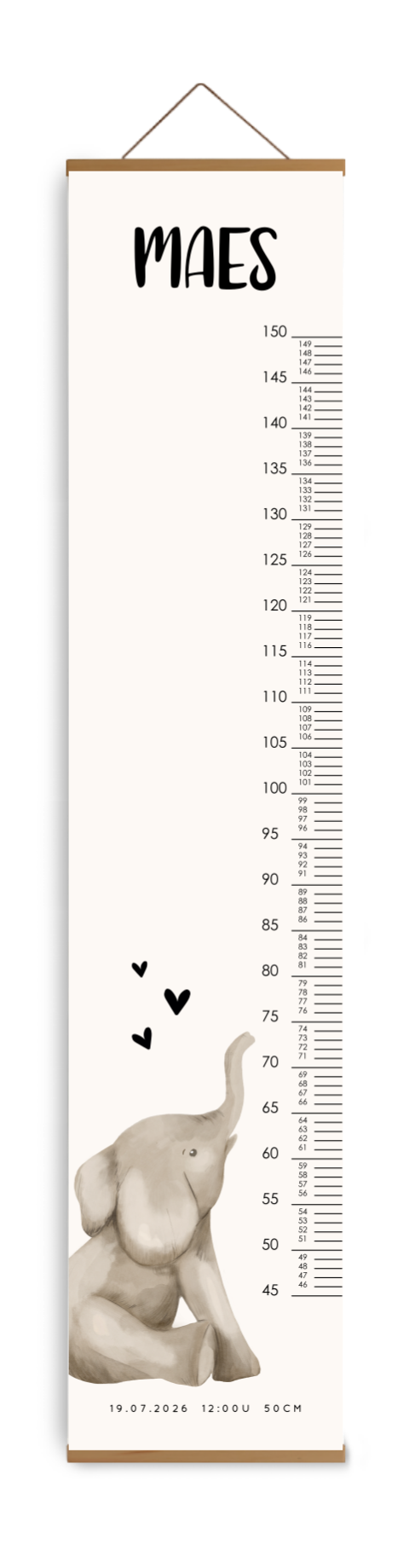 Groeimeter met olifantje en naam