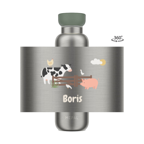 Mepal isoleerfles met naam en boerderijdieren