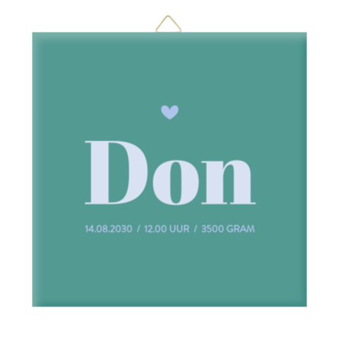 Geboortetegeltje in colorblocking trend met hartje