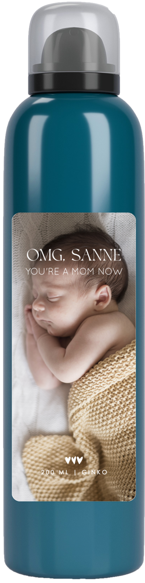 Kraamcadeau doucheschuim met naam en foto