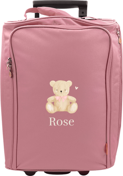 Reistrolley met naam en teddybeer