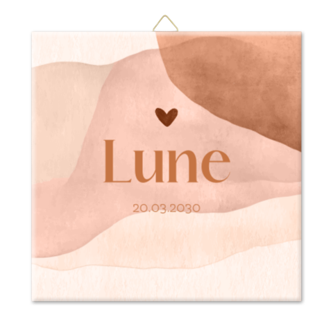 Geboortetegeltje met watercolour in aardetinten