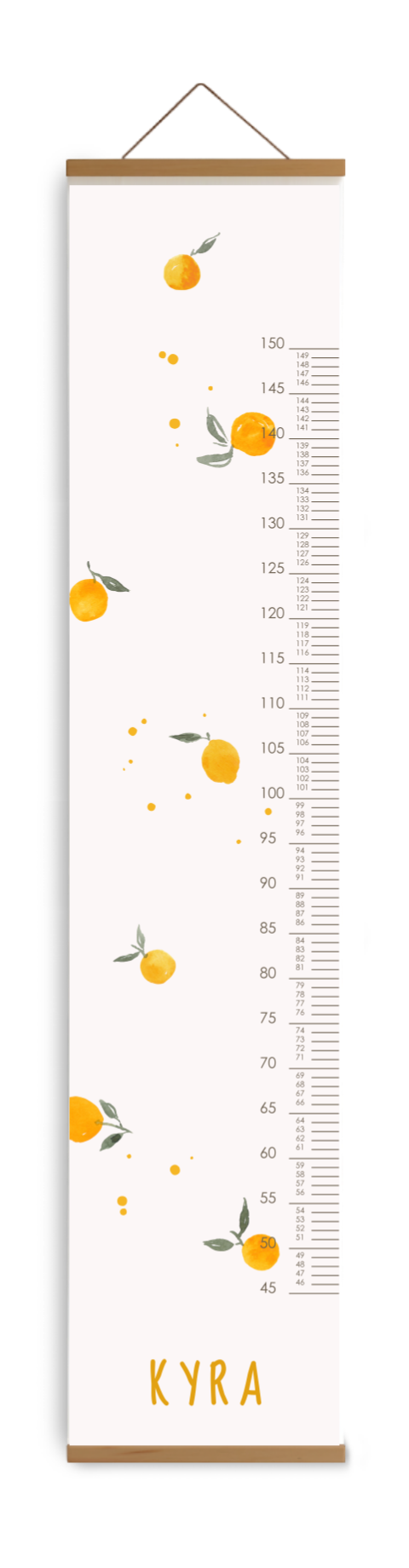 Groeimeter voor kinderkamer met sinaasappels