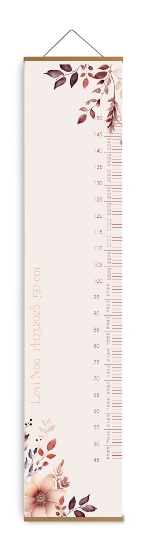Groeimeter kinderkamer met bloemen