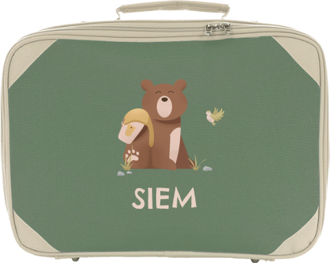 Koffertje met beer en naam