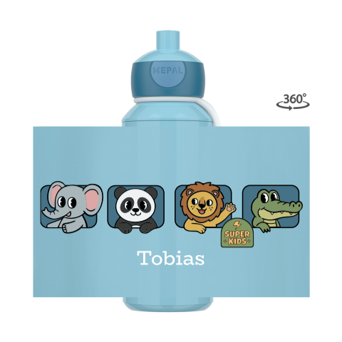 Mepal pop-up drinkfles met naam en kawaii dieren