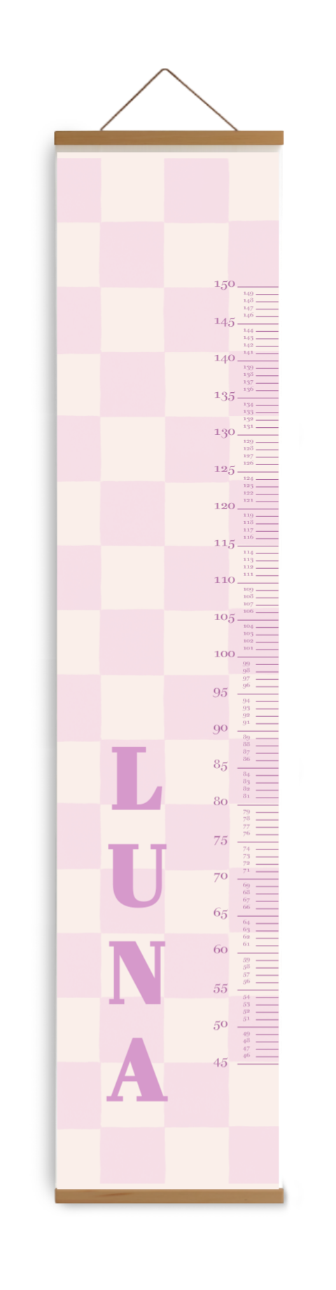Groeimeter voor kinderkamer roze geblokt