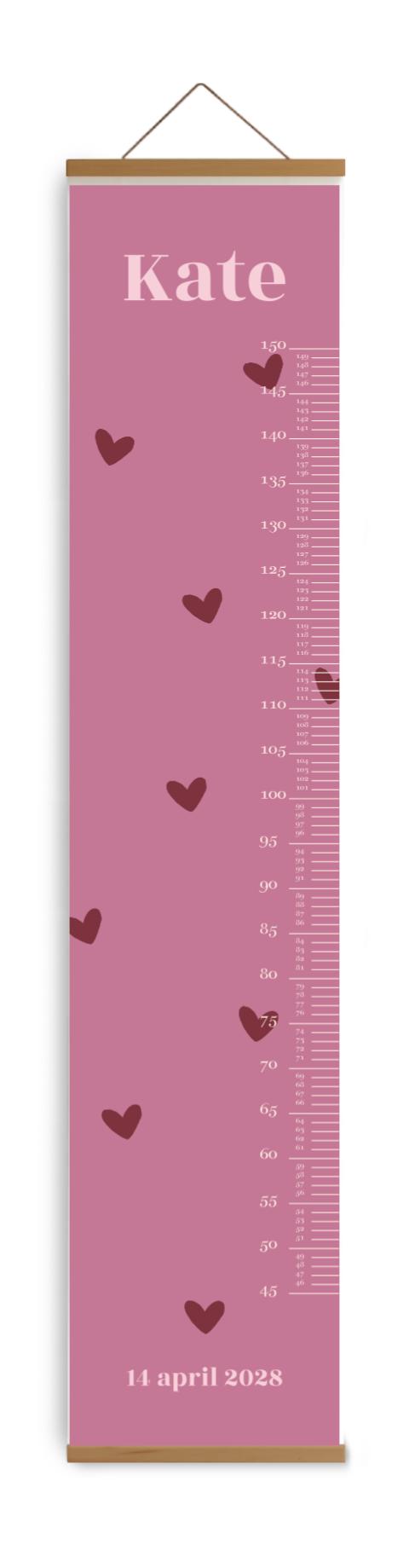 Groeimeter kinderkamer met hartjes en naam