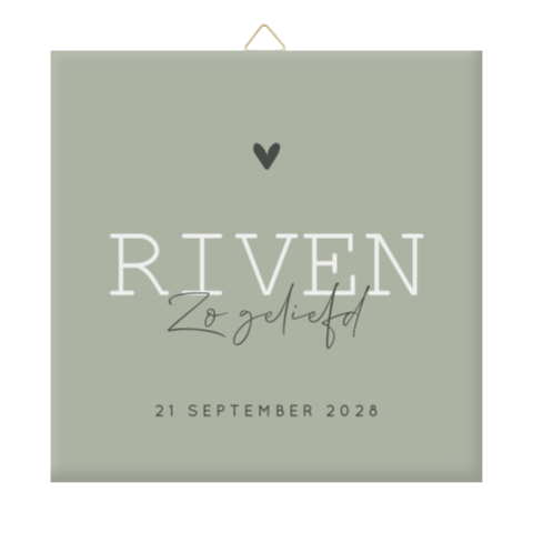 Tegeltje olijfgroen met donkergroen hartje