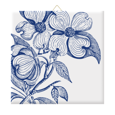 Tegeltje met Delfts blauwe bloemenprint