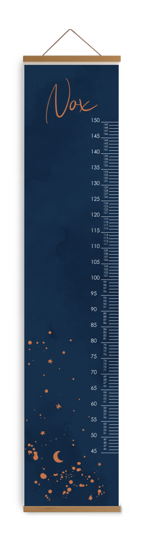 Groeimeter kinderkamer met naam, sterretjes en maan