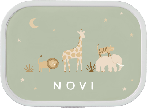 Mepal broodtrommel Campus met jungledieren, sterren en naam