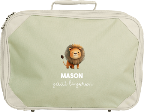 Logeerkoffertje met leeuw en naam