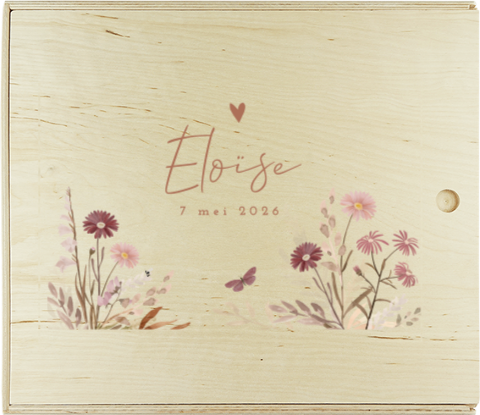 Presentatiedoos met naam en vintage bloemen
