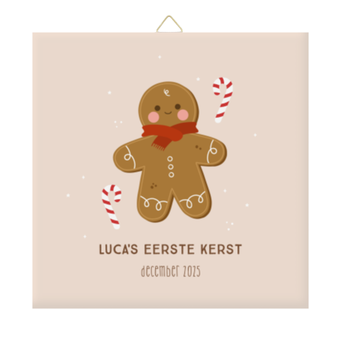 Milestone baby tegeltje kerst met peperkoekmannetje