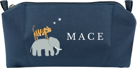 Etui met naam, tijger en olifant