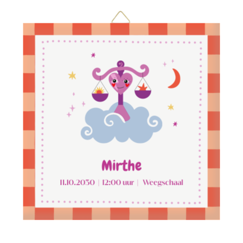 Geboortetegeltje met sterrenbeeld weegschaal