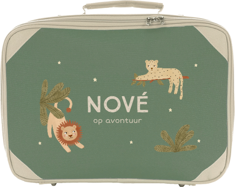 Koffertje met naam en junglethema 