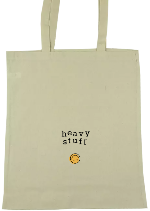 Tote bag met heavy stuff tekst als praktisch relatiegeschenk