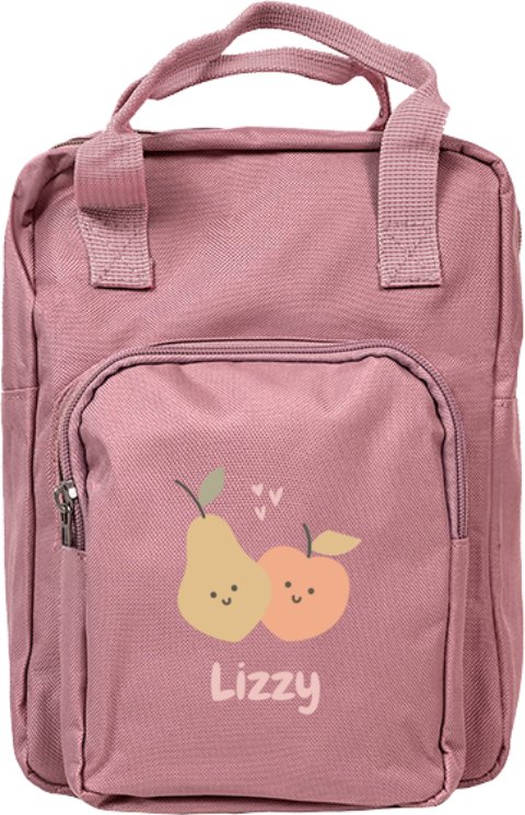 Rugzak Classic met naam en lieve fruitillustraties