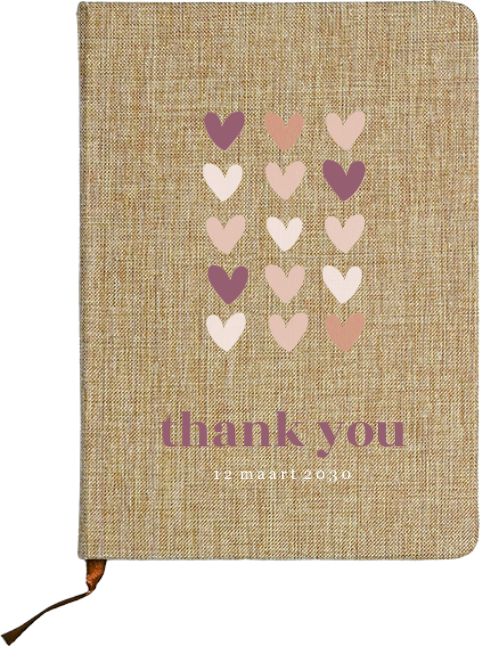 Linnen notitieboekje met hartjespatroon