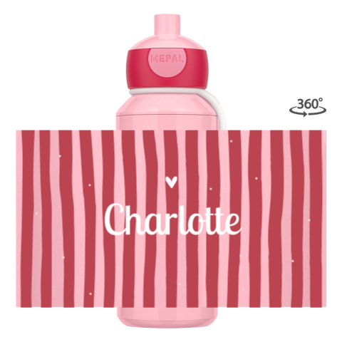 Mepal pop-up drinkfles met strepen en naam