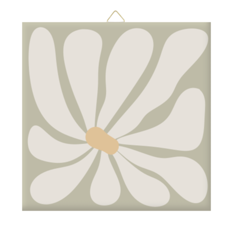 Tegeltje met bloem in neutrale kleuren