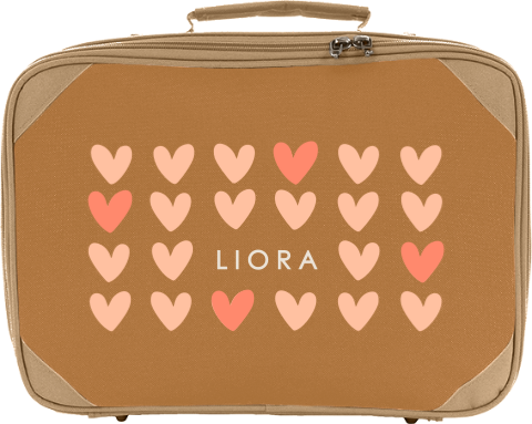 Koffertje met hartjes patroon en naam