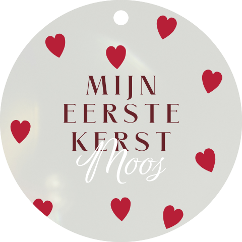 Acryl kersthanger 'Eerste kerst' met hartjes