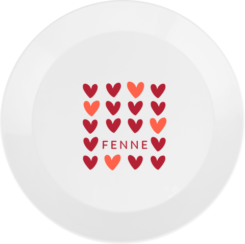 Kinderbordje met naam en kleurrijke hartjes