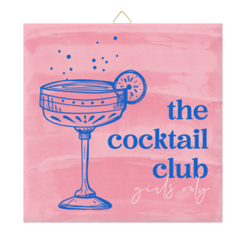 Tegeltje cocktail club met color blocking in roze en blauw