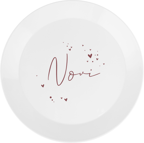 Kinderbordje met sierlijke naam en kleine hartjes