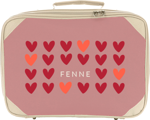 kraamcadeau - logeerkoffertje - hartjes patroon