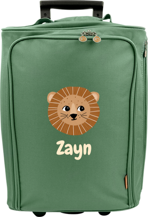 Reistrolley met naam en leeuwenhoofd