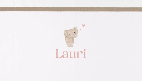 Kraamcadeau ledikant lakentje met naam en olifantje